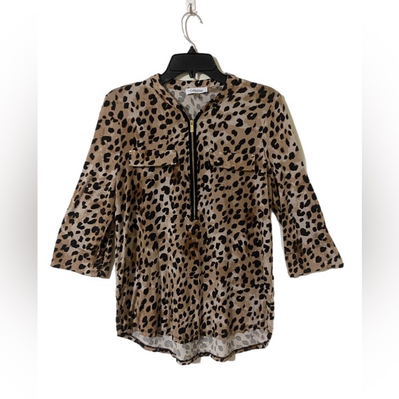 Calvin Klein Cheetah Print Blouse Size Medium - Picture 3 of 11